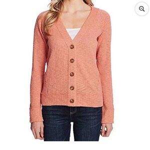 Two by Vince Camuto Peach Coral Button-Up Cardigan Women’s Medium